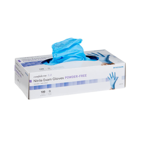 McKesson Confiderm® 3.8 Nitrile Standard Cuff Length Exam Glove, Large, Blue