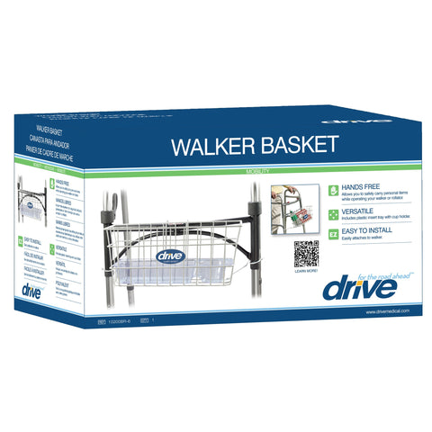 drive™ Walker Basket, 16 in. L x 8 in. W x 8 in. H, Aluminum