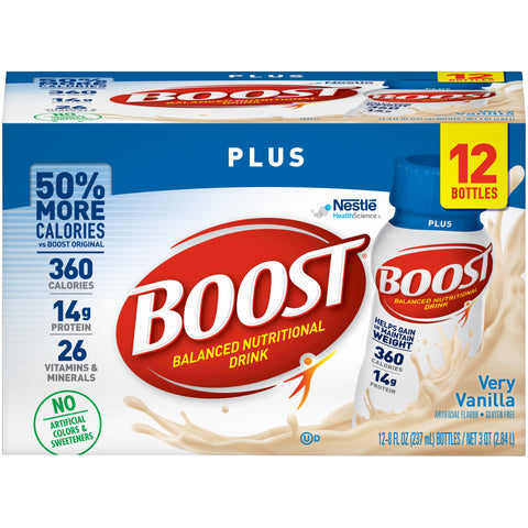 Boost Plus® Vanilla Oral Supplement, 8 oz. Bottle, 12 per Pack, 2 Packs per Case