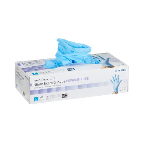 McKesson Confiderm® 4.5C Nitrile Standard Cuff Length Exam Glove, Large, Blue