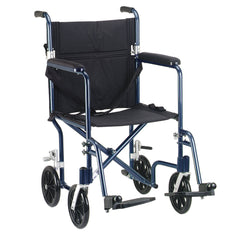 drive™ Deluxe Fly Weight Lightweight Transport Chair, Black with Blue Finish