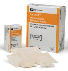 Kendall™ AMD Adhesive with Border Antimicrobial Foam Dressing, 3½ x 3½ Inch