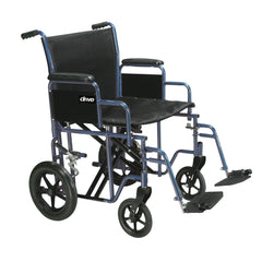 drive™ Bariatric Heavy Duty Transport Chair, Black with Blue Finish