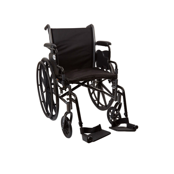 McKesson Standard Wheelchair with Flip Back, Padded, Removable Arm, Composite Mag Wheel, 18 in. Seat, Swing Away Footrest, 300 lbs.