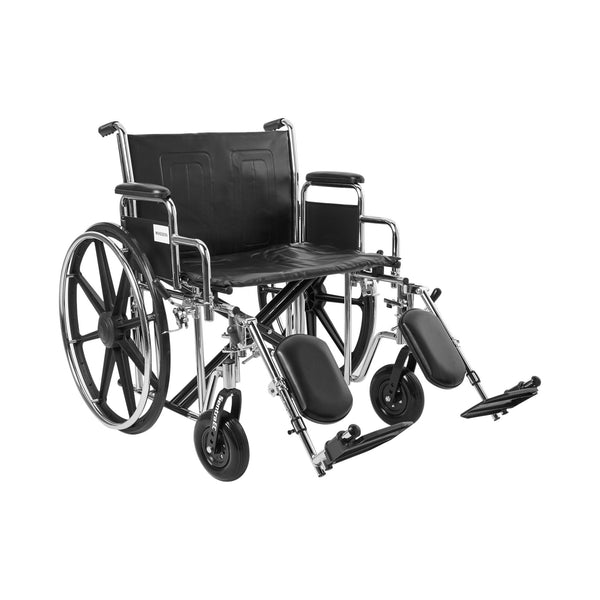 McKesson Heavy Duty Wheelchair with Padded, Removable Arm, Composite Mag Wheel, 24 in. Seat, Swing Away Elevating Footrest, 450 lbs