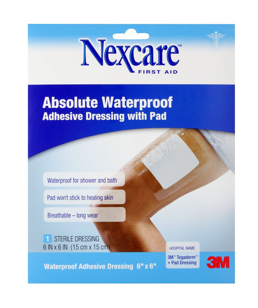 Nexcare™ Absolute Waterproof Clear Adhesive Dressing, 6 x 6 Inch